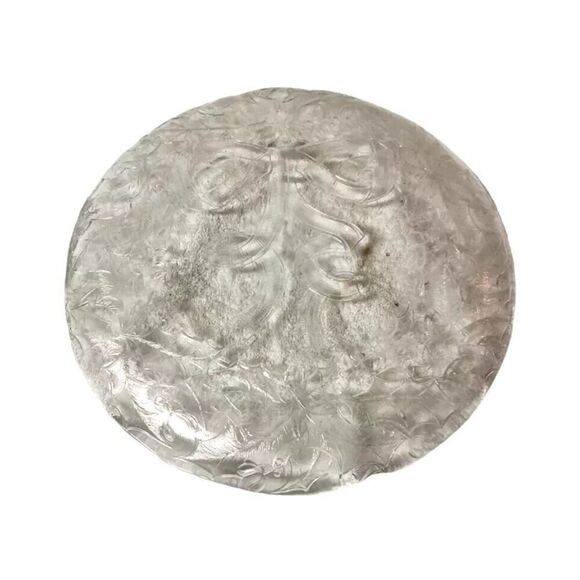 Vintage Ornate Floral Bow Design Clear Glass Serving Decorative Plate - 13" - Picture 2 of 3